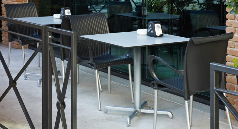 Calice Table Base in Silver with HPL table top