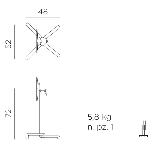 Nardi scudo folding table base dimensions