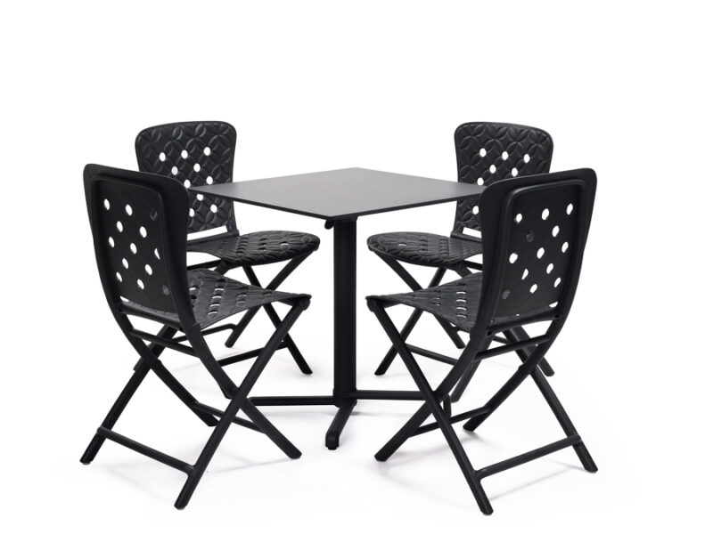 Scudo Folding Table base with HPL top & Zac Chairs