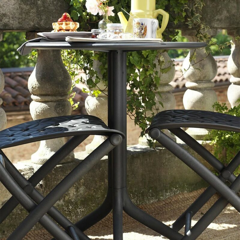 Spritz Patio Table (Pictured in Charcoal on Patio)