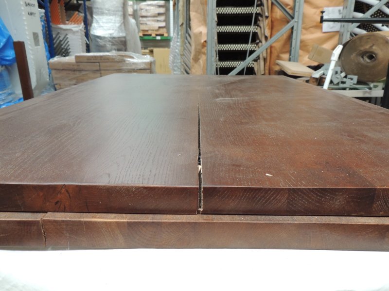 Heat induced crack oak table