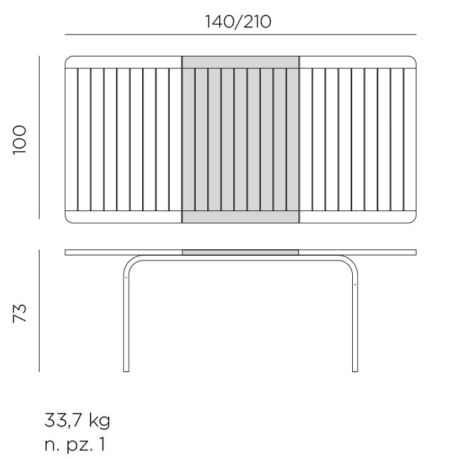 Nardi alloro 140-210 extendable outdoor dining table dimensions