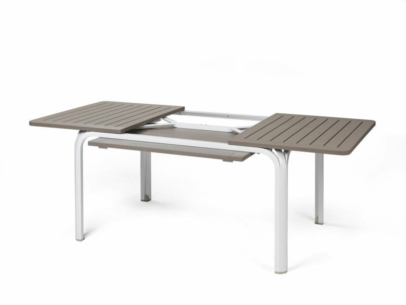 NARDI Alloro 140 Extendable Outdoor Table - White & Taupe (Extending Mechanism)