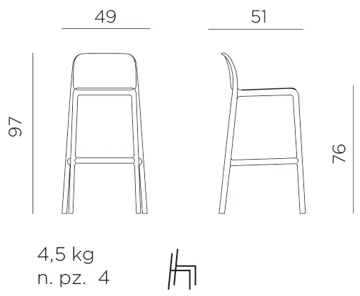 Fiore Faro 3-Piece Bar Leaner Set 2 Nardi faro tall stool dimensions