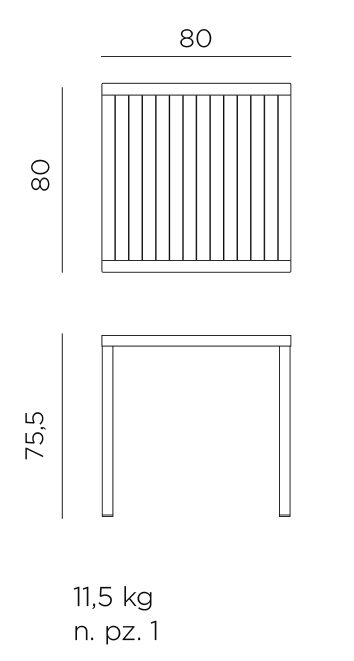 Nardi cube 80 square table dimensions