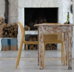 NARDI Bit Chairs in Mustard at rustic hall table