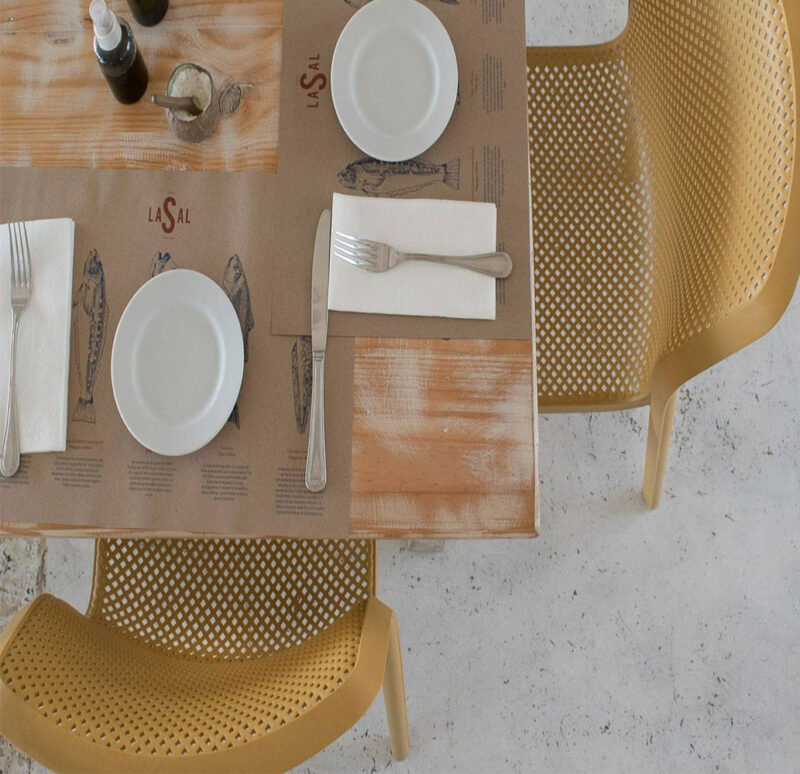 NARDI Bit Chairs in Mustard from above with set table