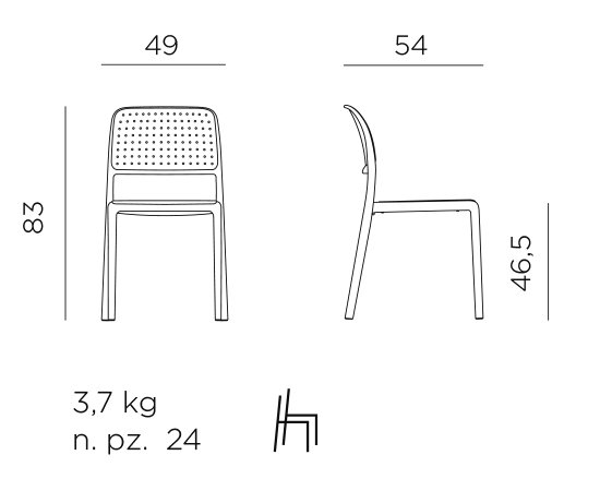 Nard bora bistro chair dimensions