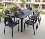 Levante 9 Piece Extended (7 Piece with Two Extra Chairs) for 8 Chairs in Charcoal on Apartment Deck