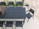 Levante Table in Charcoal, Extended to fit 8 chairs around