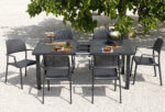 Levante 7 Piece Dining Set in Charcoal - Mechanism Extending out
