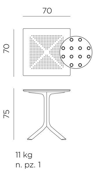 Nardi clip 70 table dimensions