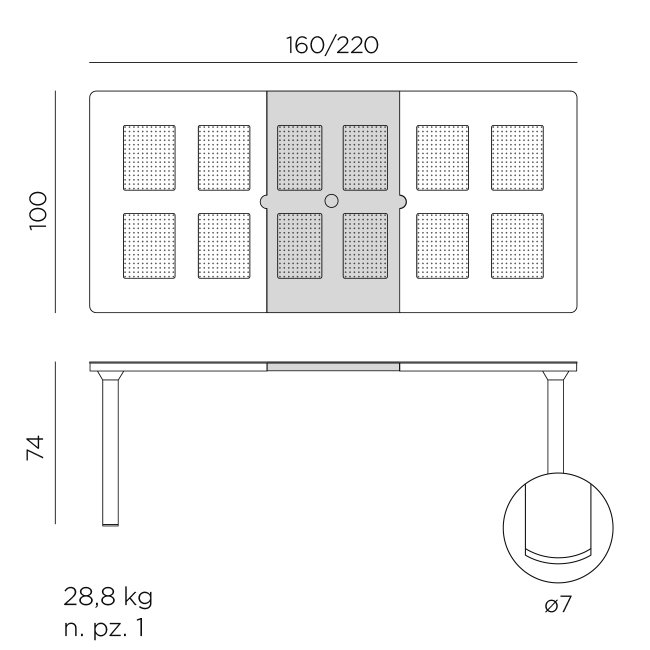 Nardi libeccio outdoor dining table dimensions
