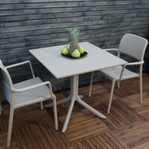 Clip Bora 3 Piece Balcony Setting - White, Pictured on Patio Deck