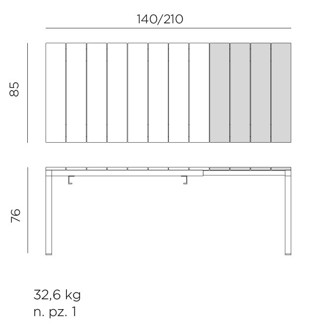 Nardi rio 140-210 extendable outdoor dining table dimensions