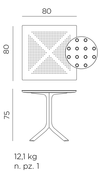 Nardi clip 80 table dimensions