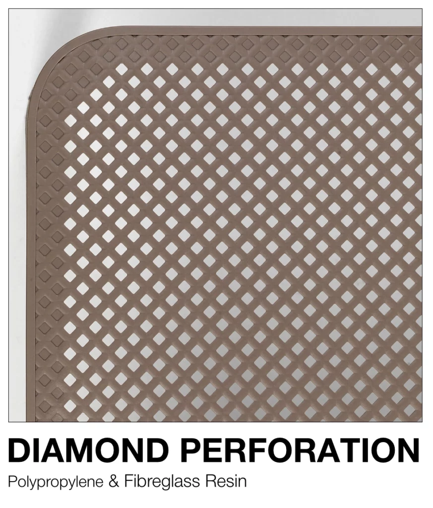 Clip-X 70 Outdoor Balcony Table 24 Nardi net collection diamond perforation pattern detail swatch