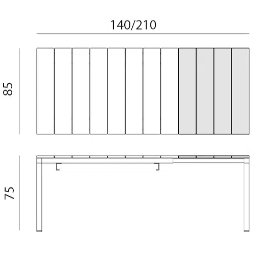 Trill Rio 140 Alu Outdoor Dining Set (6-Seater) 20 Nardi rio alu 140 210 extendable outdoor dining table dimensions comparison chart