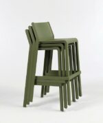 NARDI Trill Tall Bar Stools stacked together in Olive Green