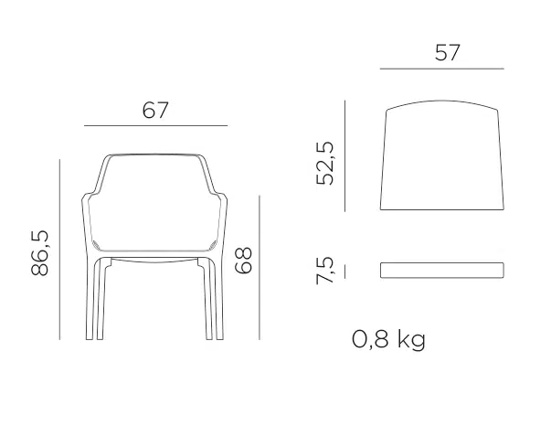 Nardi net relax arm chair dimensions