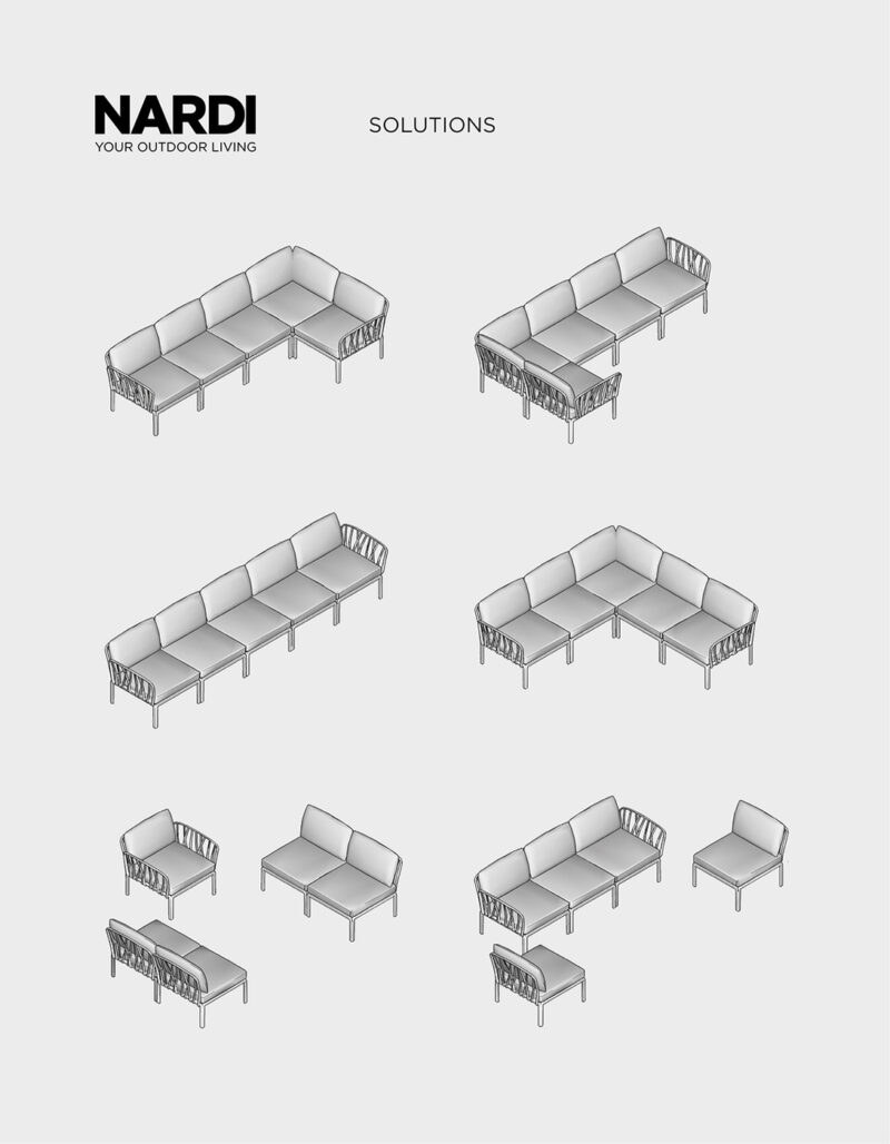 Komodo 5 Modular Outdoor Sofa - Possible Configurations Diagram)