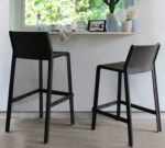 NARDI Trill Kitchen Counter Bar Stool and Trill Tall Bar Stool indoor under window sill in Charcoal