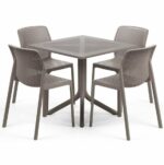 Clip Bit 5 Piece Patio Set - Taupe Table & Taupe Chairs Clip Bit 5 Piece Patio Set - Taupe Table & Taupe Chairs
