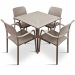 Clip Bora Armchair 5 Piece Patio Set - Taupe Table & Taupe Chairs Clip Bora Armchair 5 Piece Patio Set - Taupe Table & Taupe Chairs