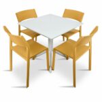 Clip Trill Bistro 5 Piece Dining Set - White & Mustard Chairs Clip Trill Bistro 5 Piece Dining Set - White & Mustard Chairs