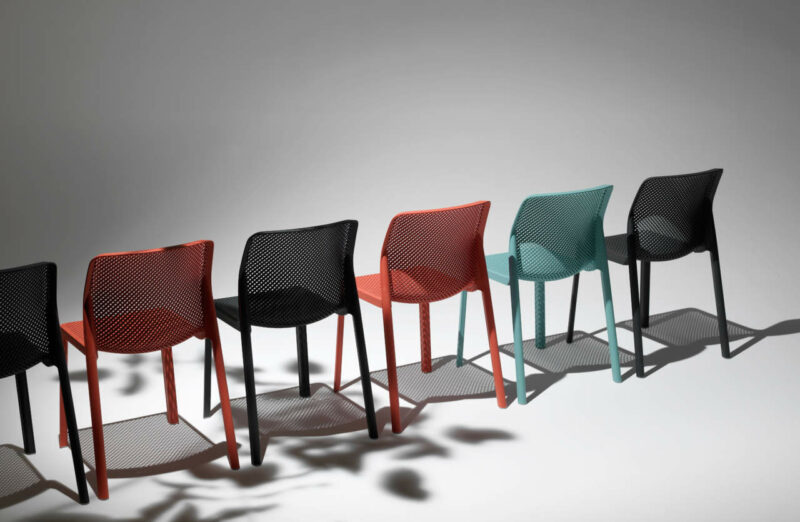 NARDI Bit Chairs in Coral, Charcoal and Spearmint