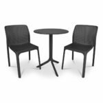 The Bit Step 3-Piece Bistro Set in Charcoal