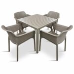 The Cube Net 5 Piece Patio Set in Taupe