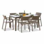 Trill Rio 7 Piece Dining Set - Taupe The Trill Rio 7 Piece Dining Set in Taupe