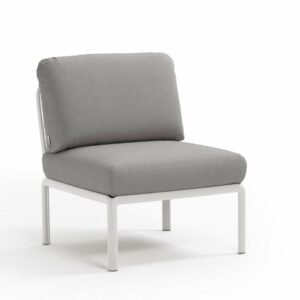 Komodo Outdoor Modular Sectional Sofa Central Piece - White & Grey Cushions