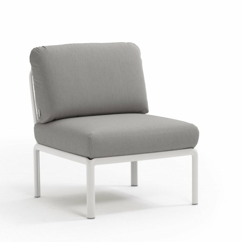 Komodo outdoor modular sectional sofa central piece - white & grey cushions