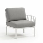 Komodo Outdoor Modular Sectional Sofa End - White & Grey Cushions
