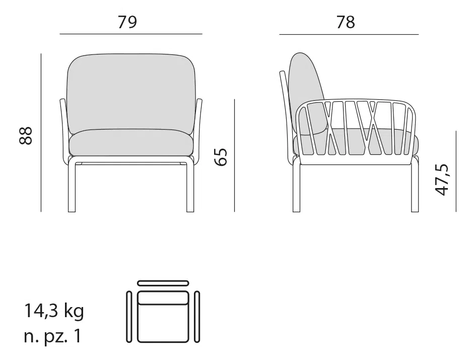 Komodo 9-Piece Outdoor Lounge Set 5 Nardi komodo outdoor arm chair dimensions