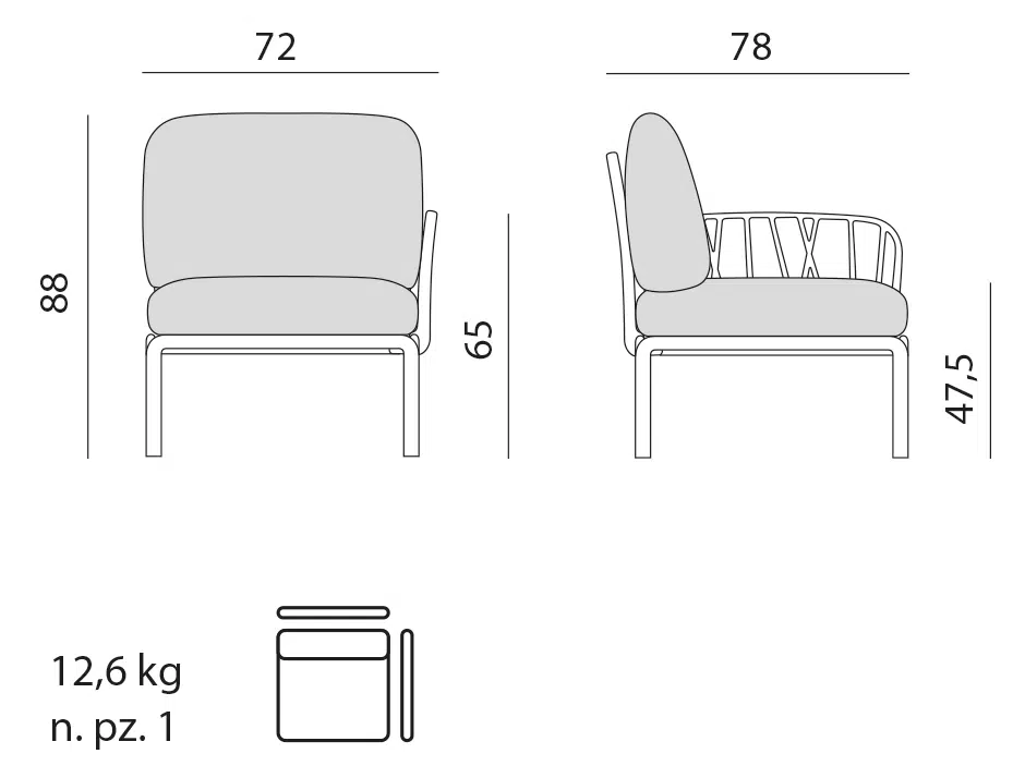 Komodo 9-Piece Outdoor Lounge Set 4 Nardi komodo outdoor sofa modular sectional end dimensions