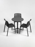 Flute Folding Table Base and Bit Chairs in Charcoal