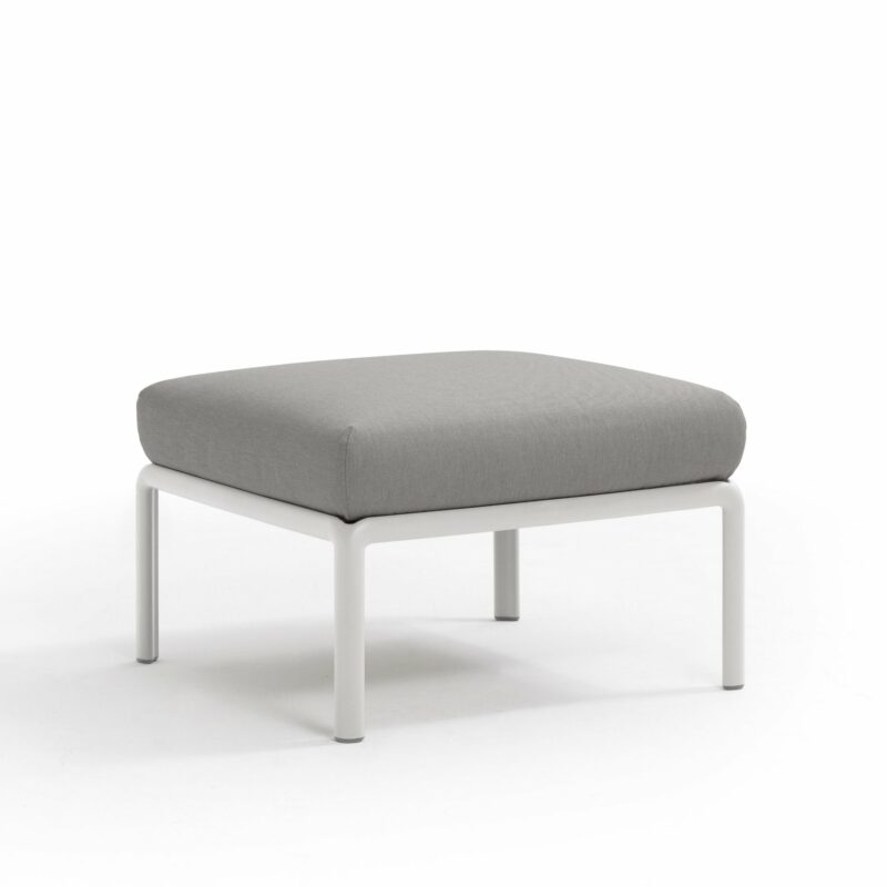 Komodo outdoor pouf - white frame & grey cushions