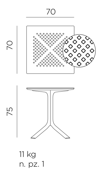 Clip-X 70 Outdoor Balcony Table 44 Nardi clip-x 70 outdoor table dimensions
