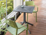 NARDI Clip-X 70 Table (Charcoal) with Trill Arm Chairs (Olive Green)