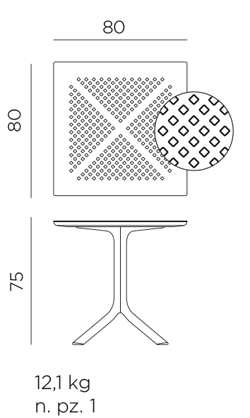 Clip-X 80 Outdoor Patio Table 44 Nardi clip-x 80 outdoor table dimensions