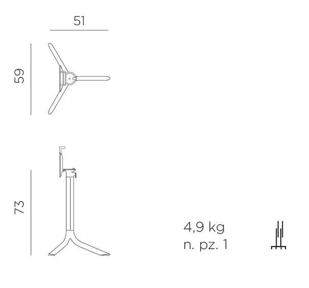 Nardi flute folding table base dimensions