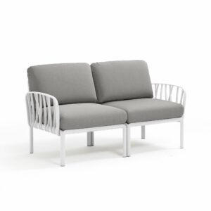 NARDI Komodo 2-Seater Outdoor Sofa - White & Grey Cushions
