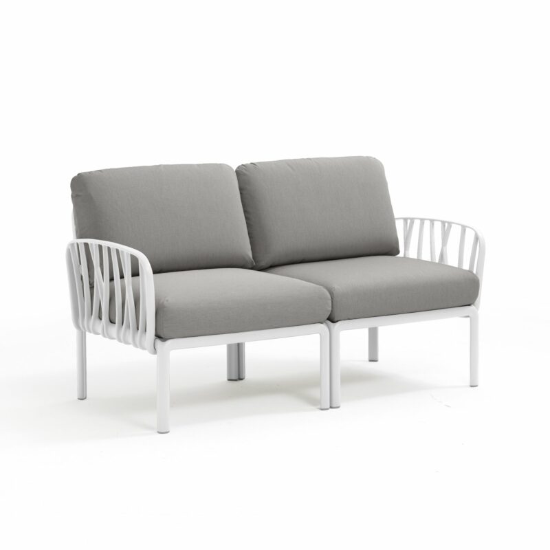Nardi komodo 2-seater outdoor sofa - white & grey cushions