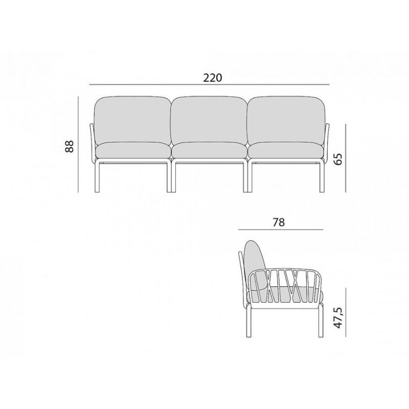 Komodo 3-Seater Outdoor Sofa 13 Nardi komodo 3 dimensions