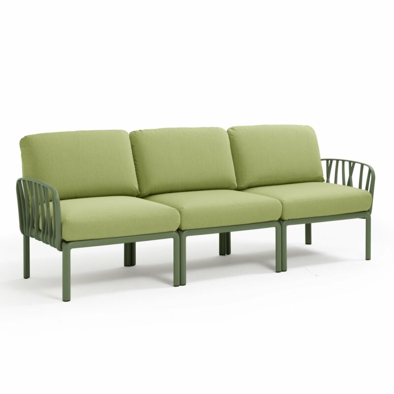 Nardi komodo 3-seater outdoor sofa - olive green & avocado cushions