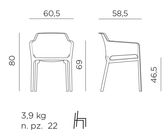 Nardi net chair dimensions