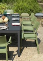 NARDI Rio Alu Trill 8-Seater Outdoor Dining Set - Charcoal Table & Olive Green Chairs (Gallery) (2)